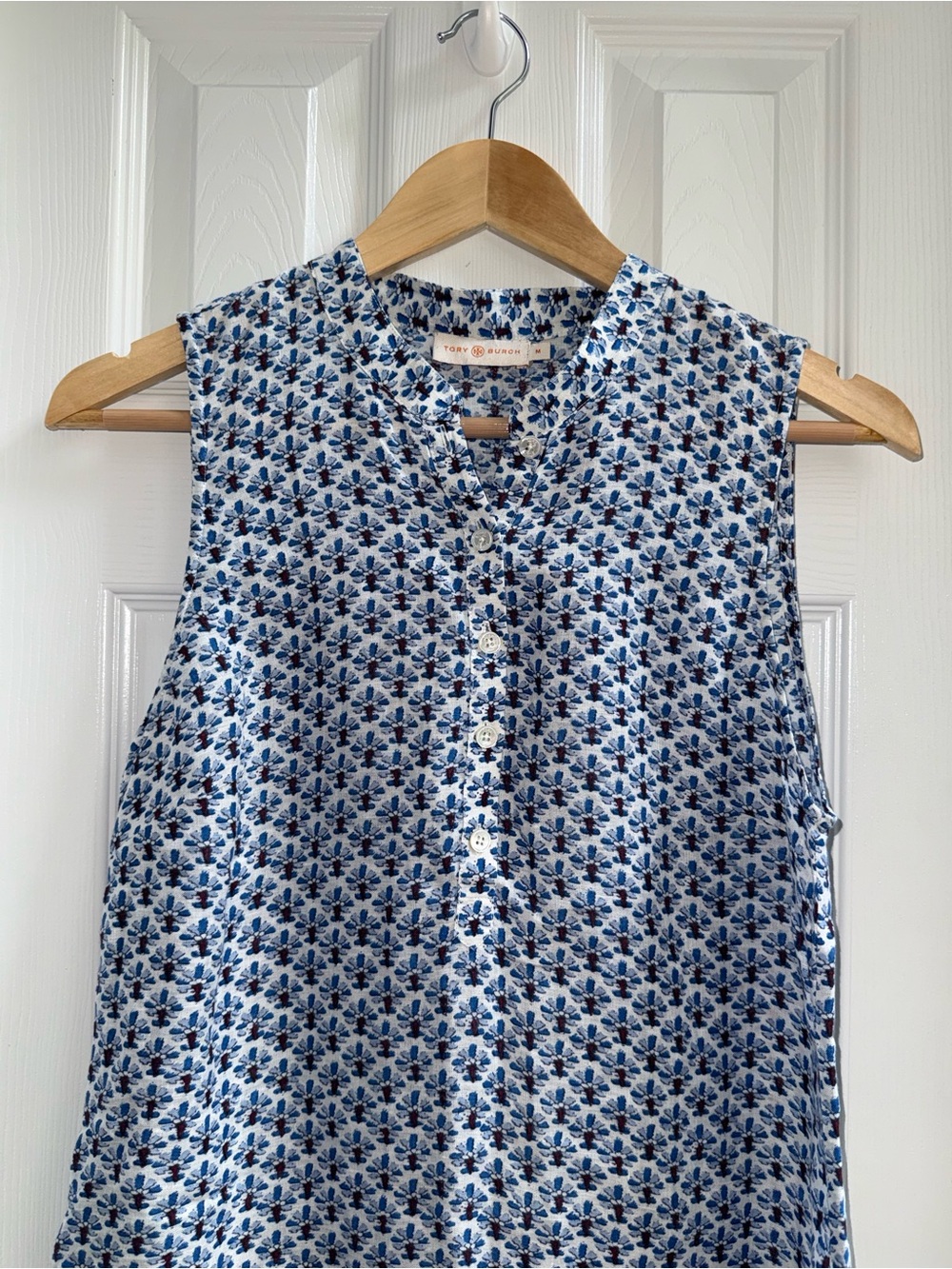 Tory Burch Castillo Corsage Sheath Knee Length Dress M Blue Summer Everyday Chic - Picture 3 of 13